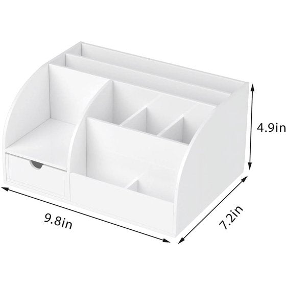 NIUBEE Desk Organizer Office Accessaries,Pen Organizer Storage with 8 Compartments +1 Drawer Desk, Fits for Pens, Scissors, Notepads & Office Supplies