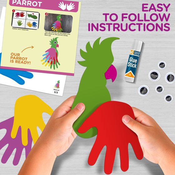 Learn & Climb Arts and Craft Kit for Toddlers Ages 3-5, Crafts for Kids Art Set to Create 10 Handprint Animal Crafts with Supplies & Instructions