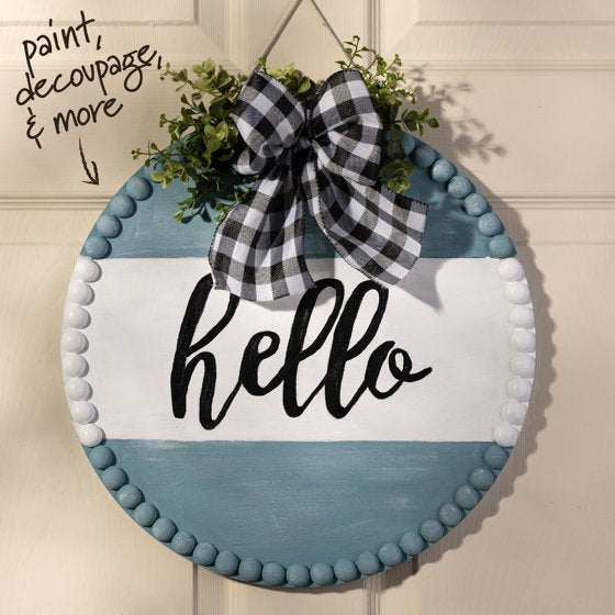 Plaid Wood Surfaces Round Beaded Edge Plaque, 15"