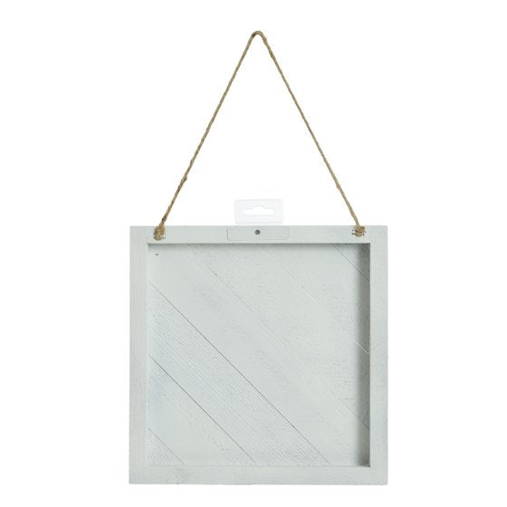 Wood Plank Plaque Diagonal Design White Wash 10" x 10