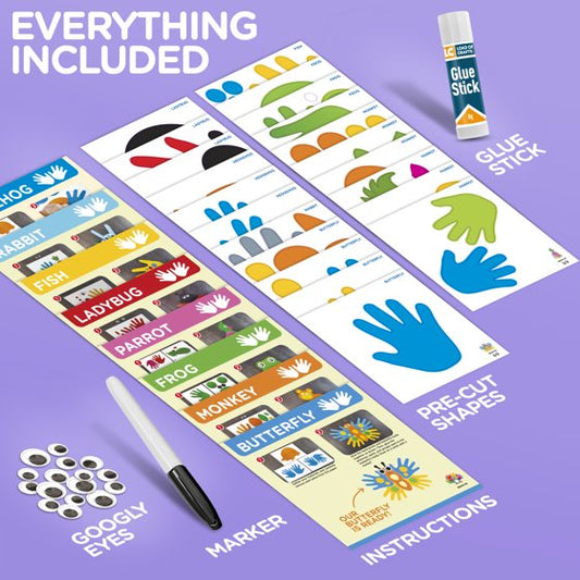 Learn & Climb Arts and Craft Kit for Toddlers Ages 3-5, Crafts for Kids Art Set to Create 10 Handprint Animal Crafts with Supplies & Instructions