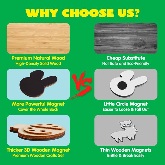 Joyfy 12-Piece Wooden Magnet Painting Art & Craft Kits for Kids, Wood Craft Kits for Toddlers,Party Favors for Easter Christmas