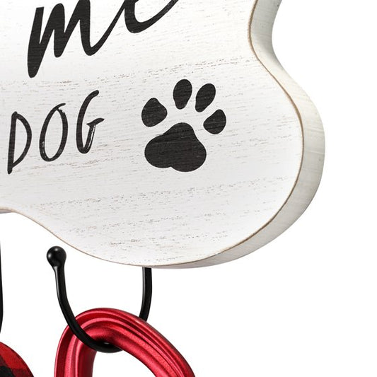 Mainstays Indoor Wooden You Me and the Dog Sign Hook White Farmhouse Style 7.75" x 15.75"