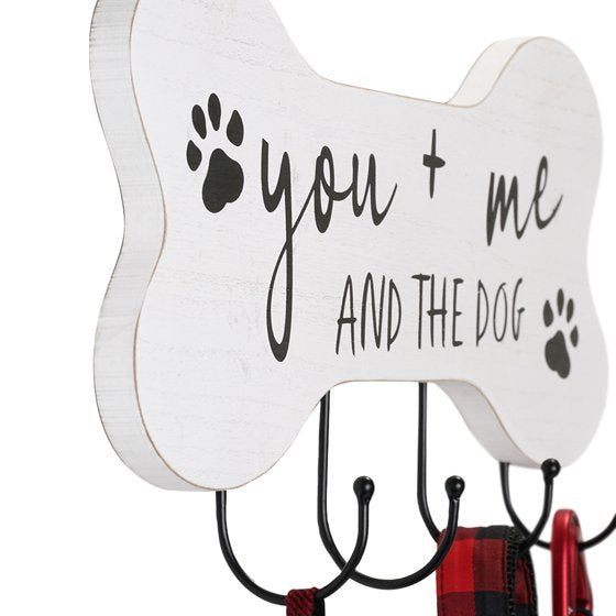 Mainstays Indoor Wooden You Me and the Dog Sign Hook White Farmhouse Style 7.75" x 15.75"