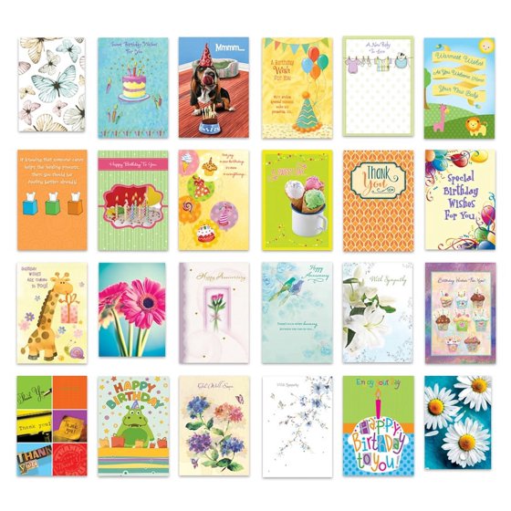 Designer Greetings All Occasion Greeting Card Assortment 24 Cards with Envelopes in a Keepsake Floral Organizer Box Birthday Thank You New Baby Anniversary Sympathy Get Well Blank