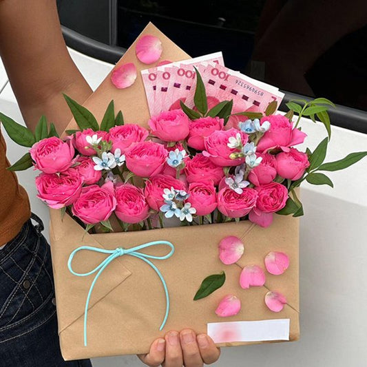 Envelope Flower Boxes DIY Surprise Bouquet Kraft Paper for Florist Gift Box Pack of 5 Home Birthday Christmas Proposal Event Affordable Colorful Arrange Flowers at Home