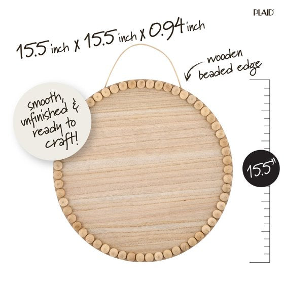 Plaid Wood Surfaces Round Beaded Edge Plaque, 15"