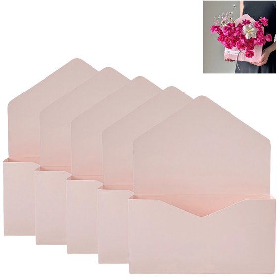 Envelope Flower Boxes DIY Surprise Bouquet Kraft Paper for Florist Gift Box Pack of 5 Home Birthday Christmas Proposal Event Affordable Colorful Arrange Flowers at Home