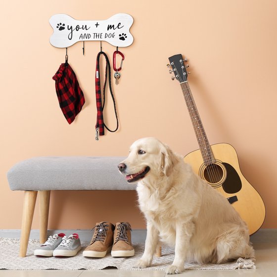 Mainstays Indoor Wooden You Me and the Dog Sign Hook White Farmhouse Style 7.75" x 15.75"