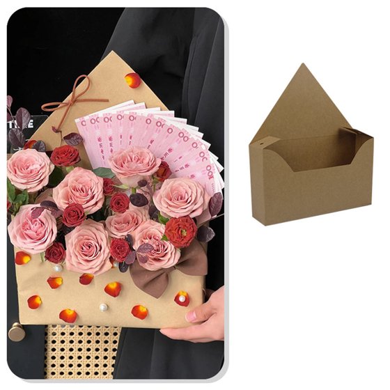 Envelope Flower Boxes DIY Surprise Bouquet Kraft Paper for Florist Gift Box Pack of 5 Home Birthday Christmas Proposal Event Affordable Colorful Arrange Flowers at Home