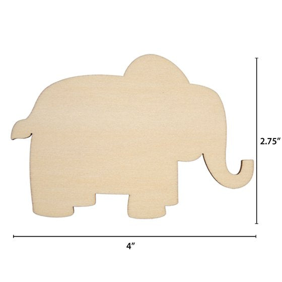 Hello Hobby Wooden Elephant Shape, Ready-to-Decorate Die-Cut Shape Wood, 4" x 0.15" x 2.75